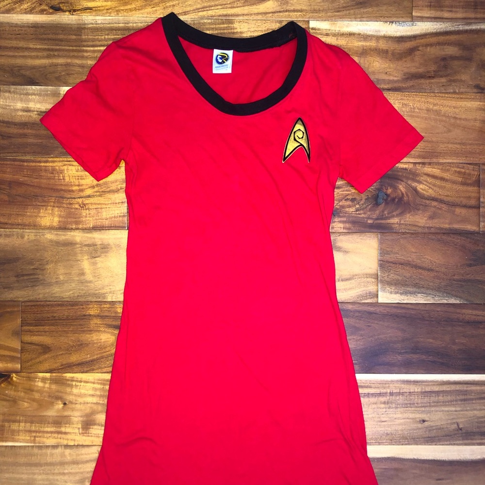 Red StarTrek t-shirt dress; small